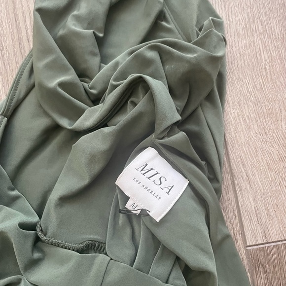 misa los angeles leza gathered crossover sleevless jersey high low dress medium - Picture 6 of 7